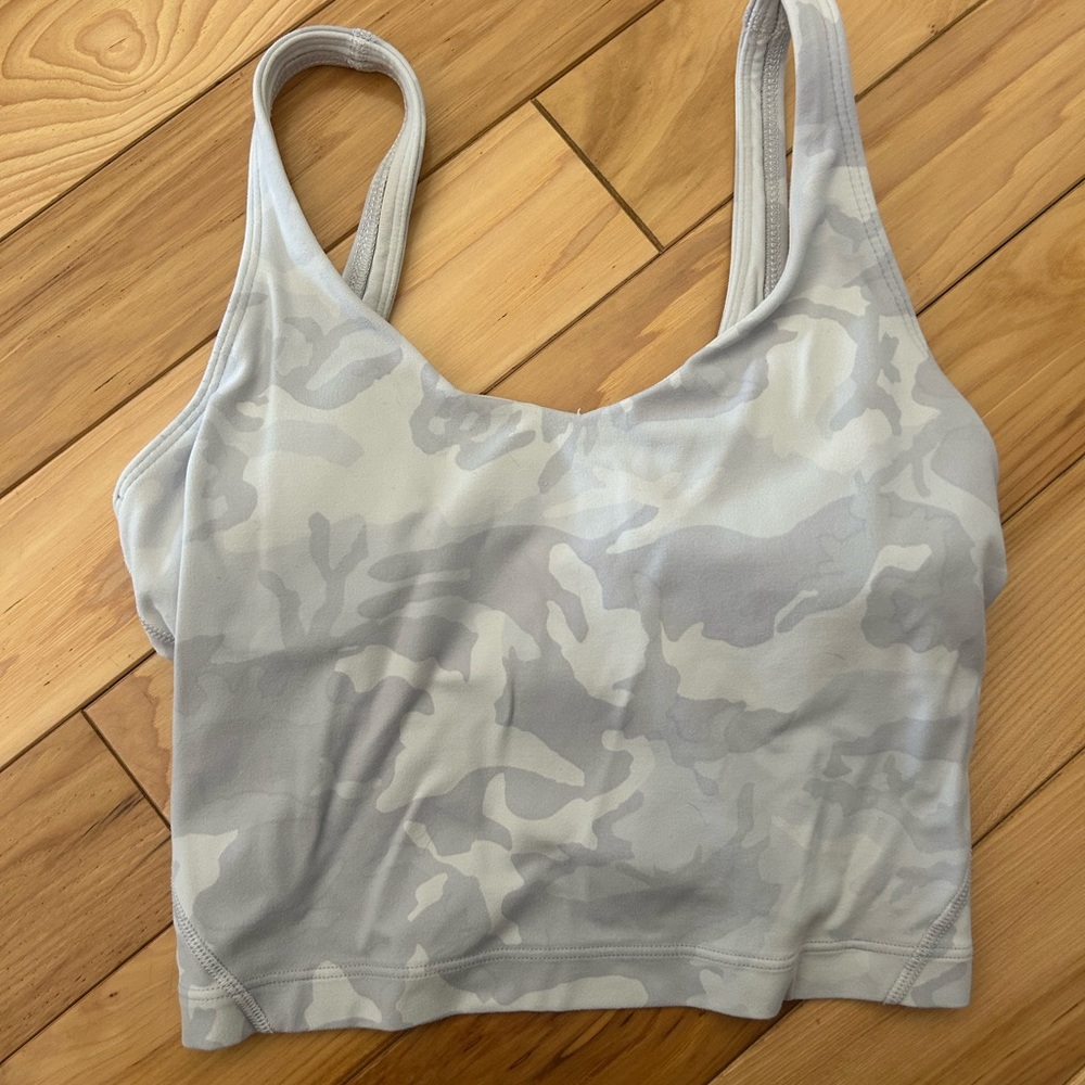 Lululemon White Camouflage Align Tank Cropped